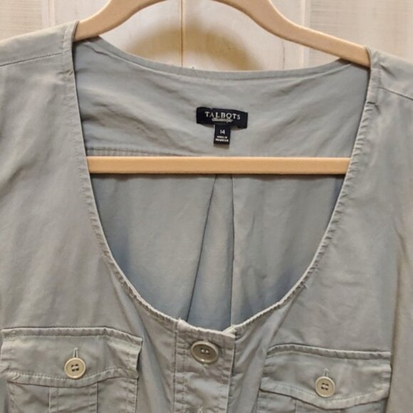 Talbots Trench Dress Safari Khaki Belt & Pockets Size 14 - Picture 11 of 13